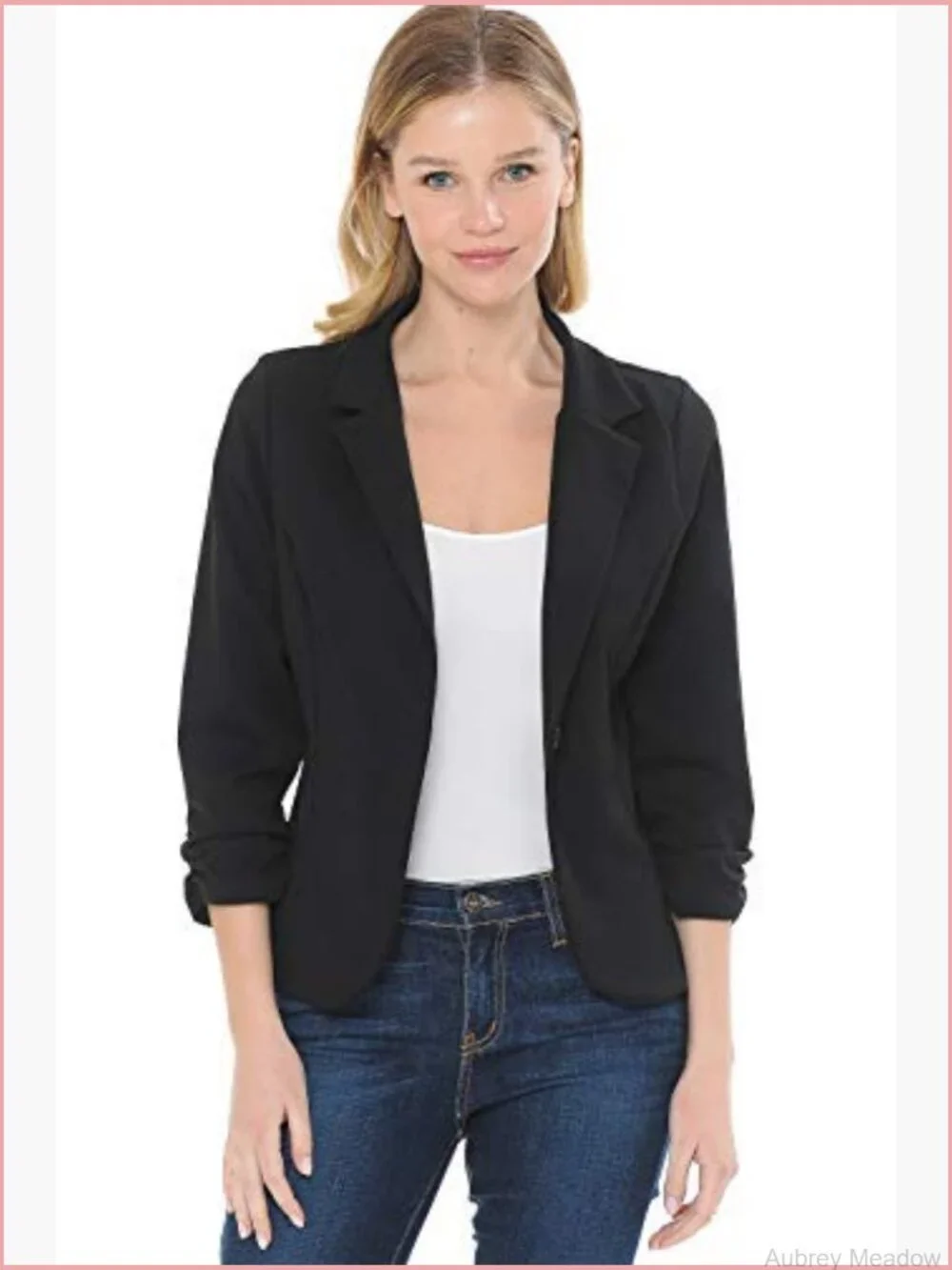 Women's 3/4 Sleeve Knit Blazer - Slim Fit Office Blazer
